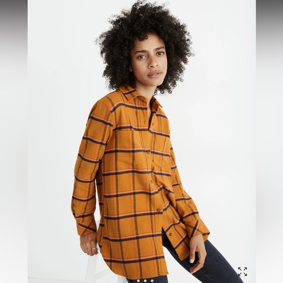 Madewell Tops - *****SOLD***** Madewell Mustard Plaid Flannel Shirt